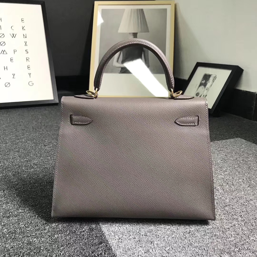 Hermès（爱马仕）8F 锡器灰 原厂御用顶级Epsom 皮 Kelly 25 外缝 金扣
