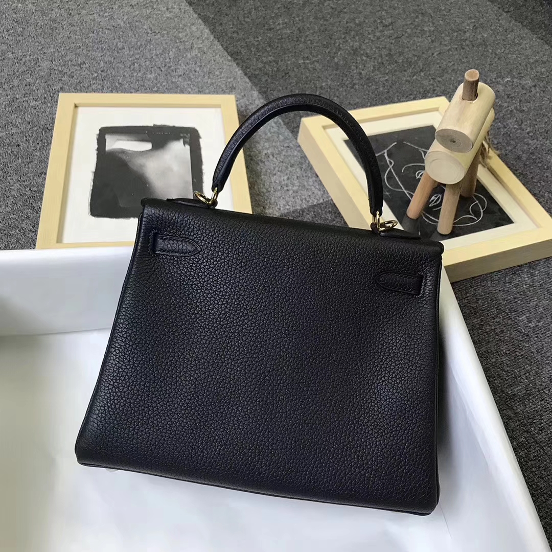 Hermès（爱马仕）CK89 黑色 原厂御用顶级小牛皮 Kelly 25 金扣 现货