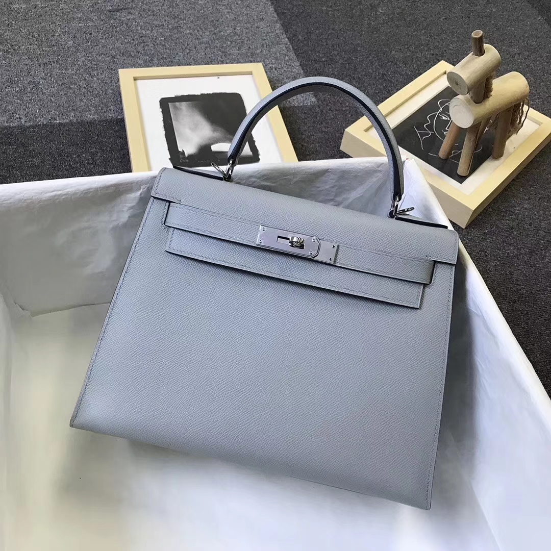 Hermès（爱马仕）4Z海鸥灰 原厂御用顶级Epsom 皮 Kelly 28 外缝 银扣