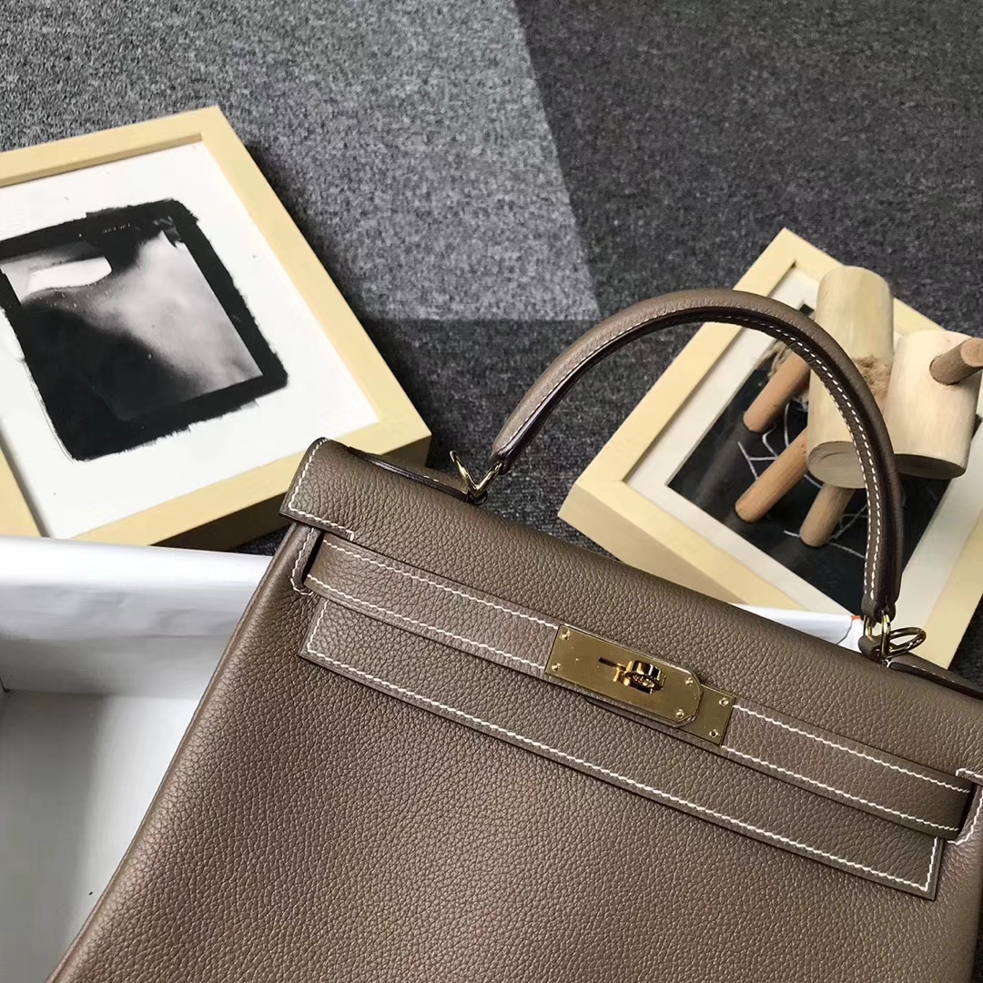 Hermès（爱马仕）CK18 大象灰 原厂御用顶级小牛皮 Kelly 28 金扣 现货