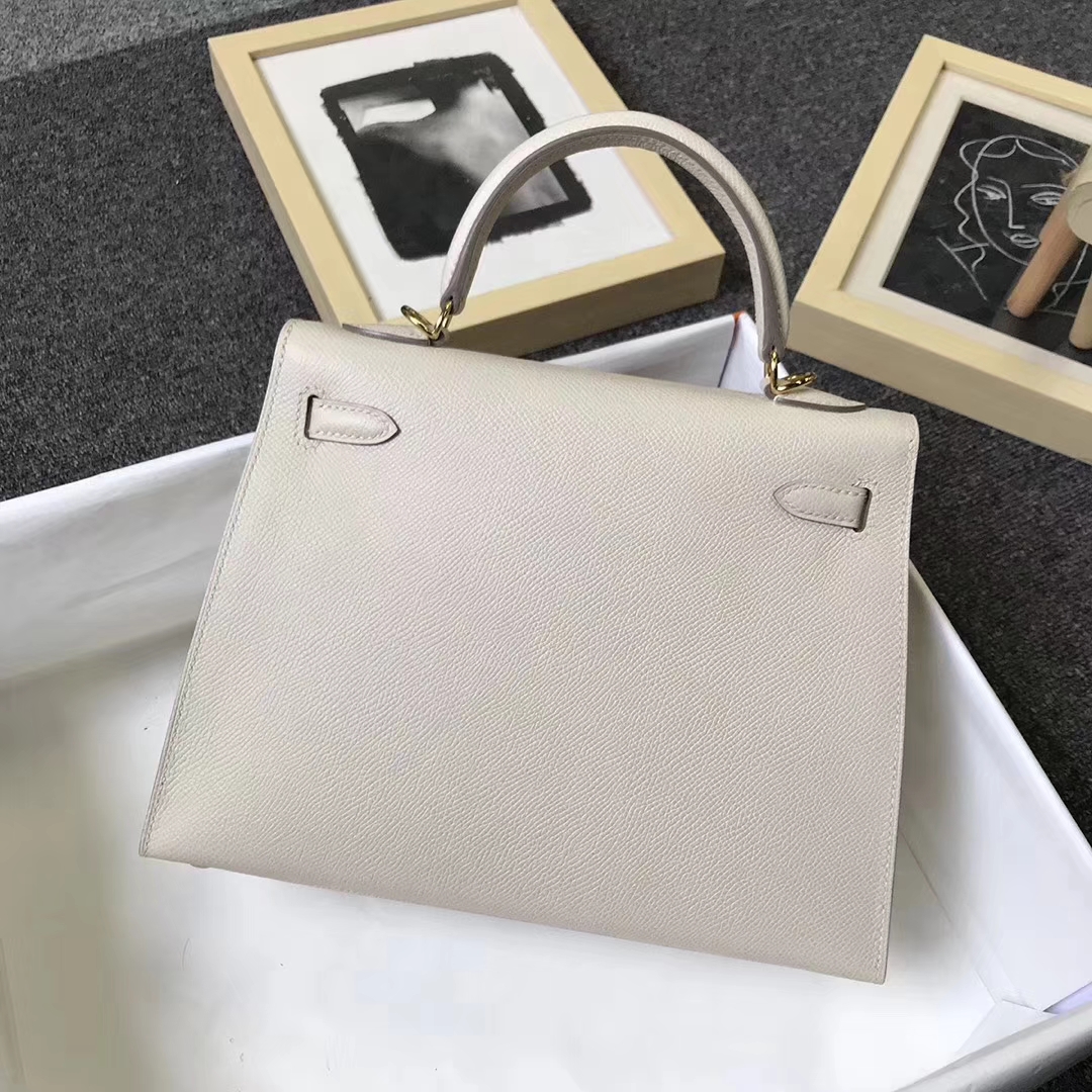 Hermès（爱马仕）奶昔白 原厂御用顶级Epsom 皮 Kelly 25 外缝 金扣 现货