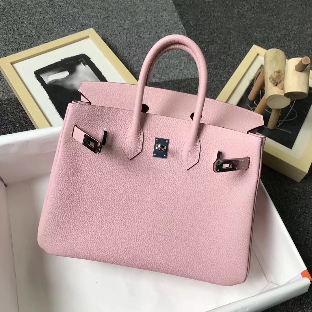 Hermès（爱马仕）3Q奶昔粉 原厂御用顶级小牛皮 Birkin 25 银扣 现货