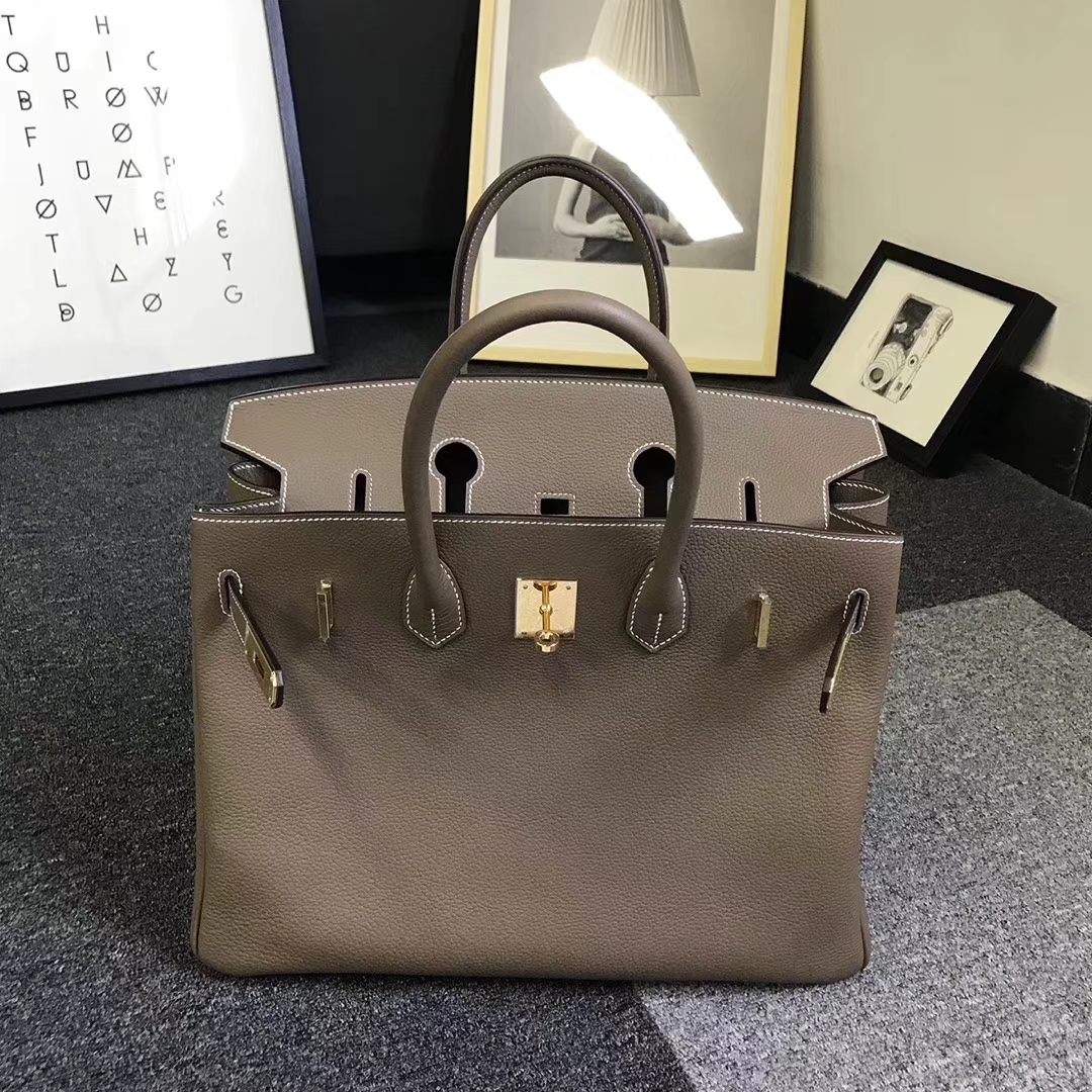 Hermès（爱马仕）大象灰 原厂御用顶级小牛皮 Birkin 35 金扣 银扣 现货