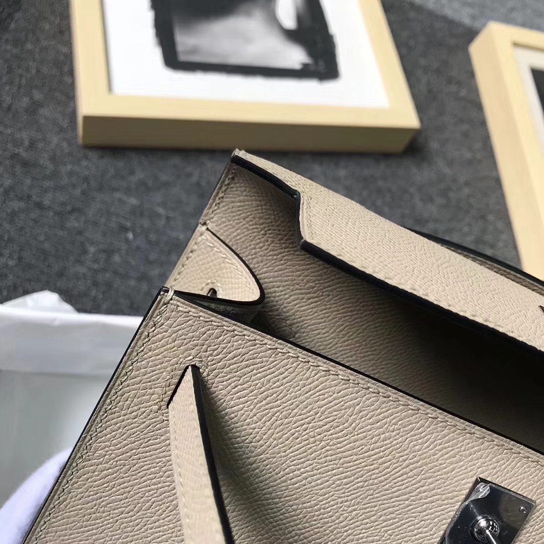 Hermès（爱马仕）S2 风衣灰 原厂御用顶级Epsom 皮 Mini Kelly 银扣