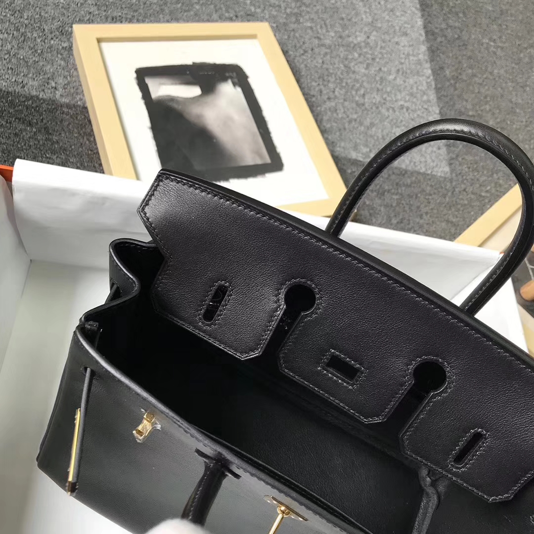 Hermès（爱马仕）CK89 黑色 原厂御用顶级Swift 皮 Birkin 25 金扣 现货