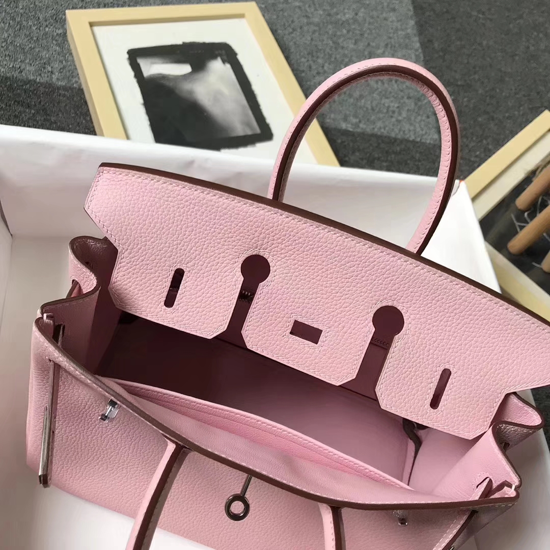 Hermès（爱马仕）3Q奶昔粉 原厂御用顶级小牛皮 Birkin 25 银扣 现货