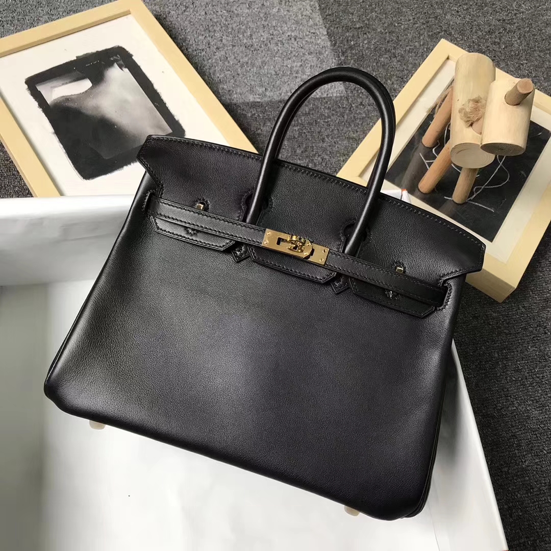 Hermès（爱马仕）CK89 黑色 原厂御用顶级Swift 皮 Birkin 25 金扣 现货