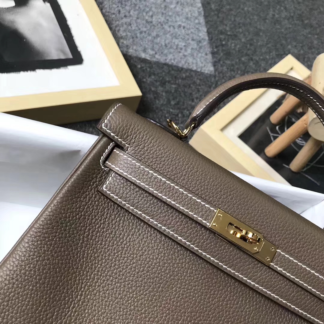 Hermès（爱马仕）CK18 大象灰 原厂御用顶级小牛皮 Kelly 25 金扣 现货