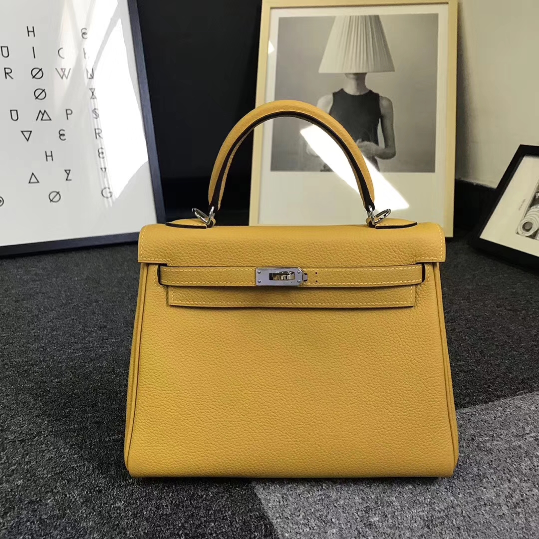 Hermès（爱马仕）9D琥珀黄 原厂御用顶级小牛皮 Kelly 25 银扣 现货