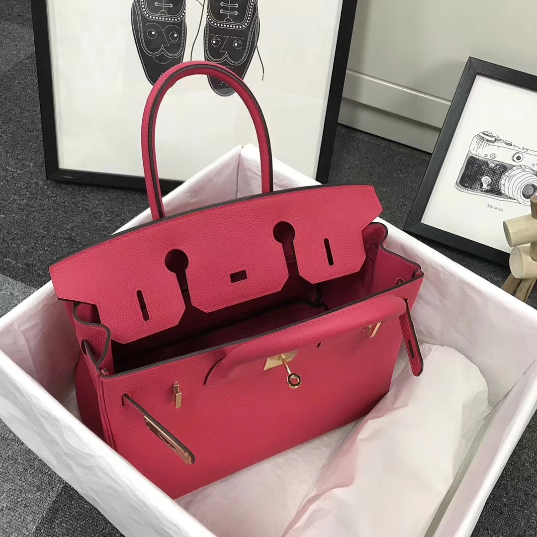Hermès（爱马仕）I6 极致粉 原厂御用顶级小牛皮 Birkin 30 金扣 现货