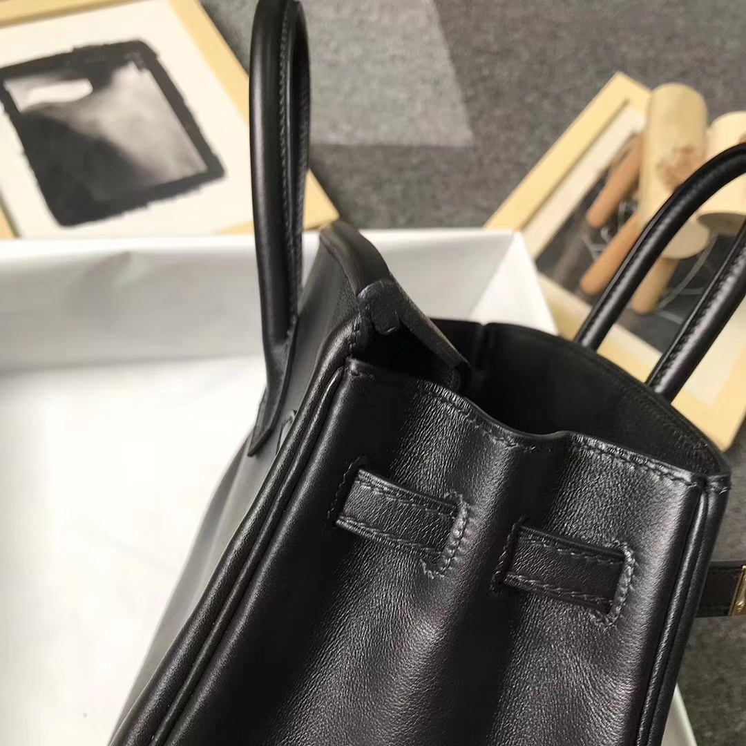 Hermès（爱马仕）CK89 黑色 原厂御用顶级Swift 皮 Birkin 25 金扣 现货