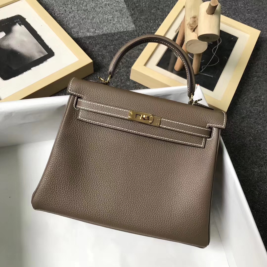 Hermès（爱马仕）CK18 大象灰 原厂御用顶级小牛皮 Kelly 25 金扣 现货