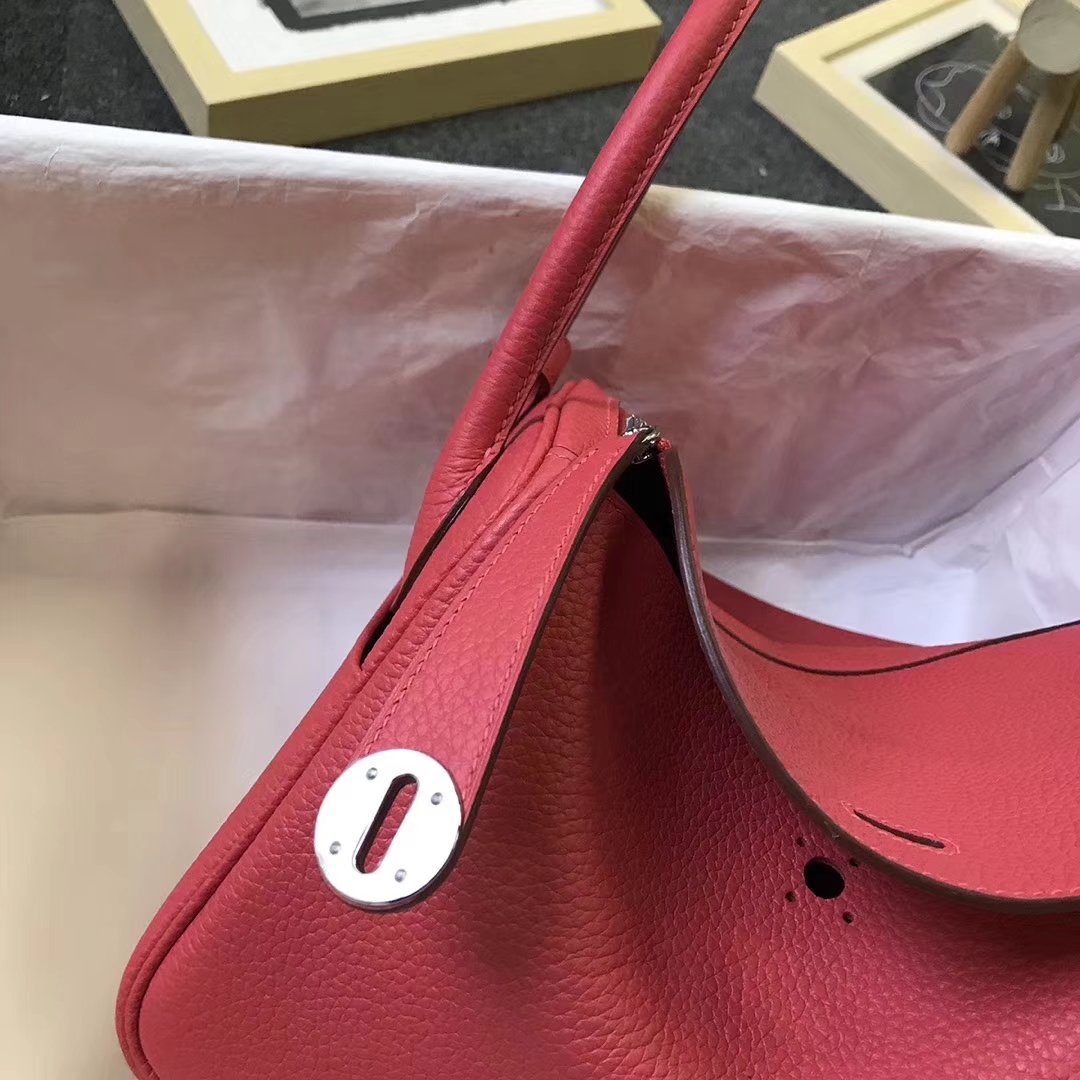 Hermès（爱马仕）T5 斋普尔粉 原厂御用顶级TC 皮 Lindy 26 银扣