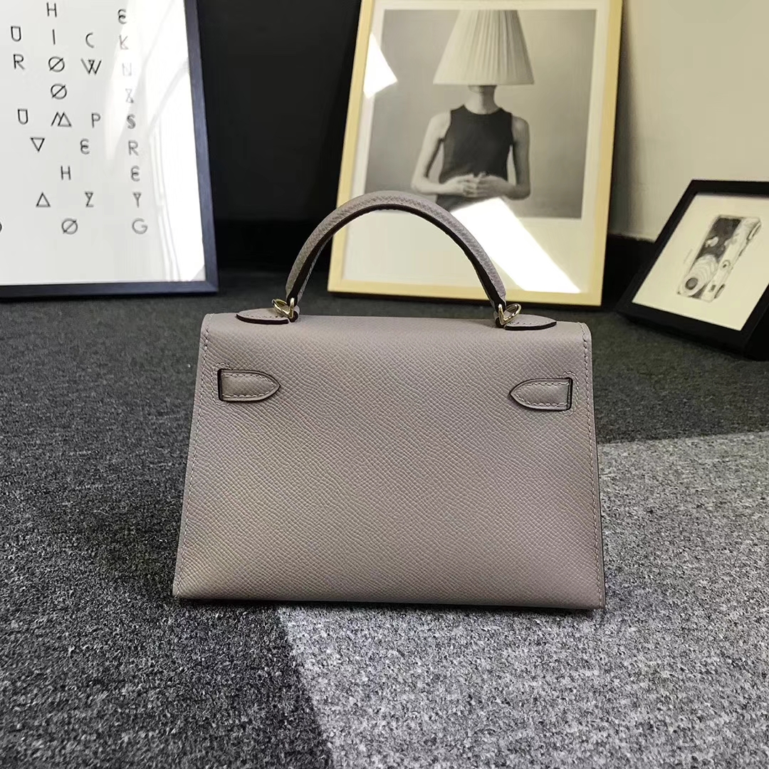 Hermès（爱马仕）M8 沥青灰 原厂御用顶级Epsom 皮  Mini Kelly 二代 金扣 现货