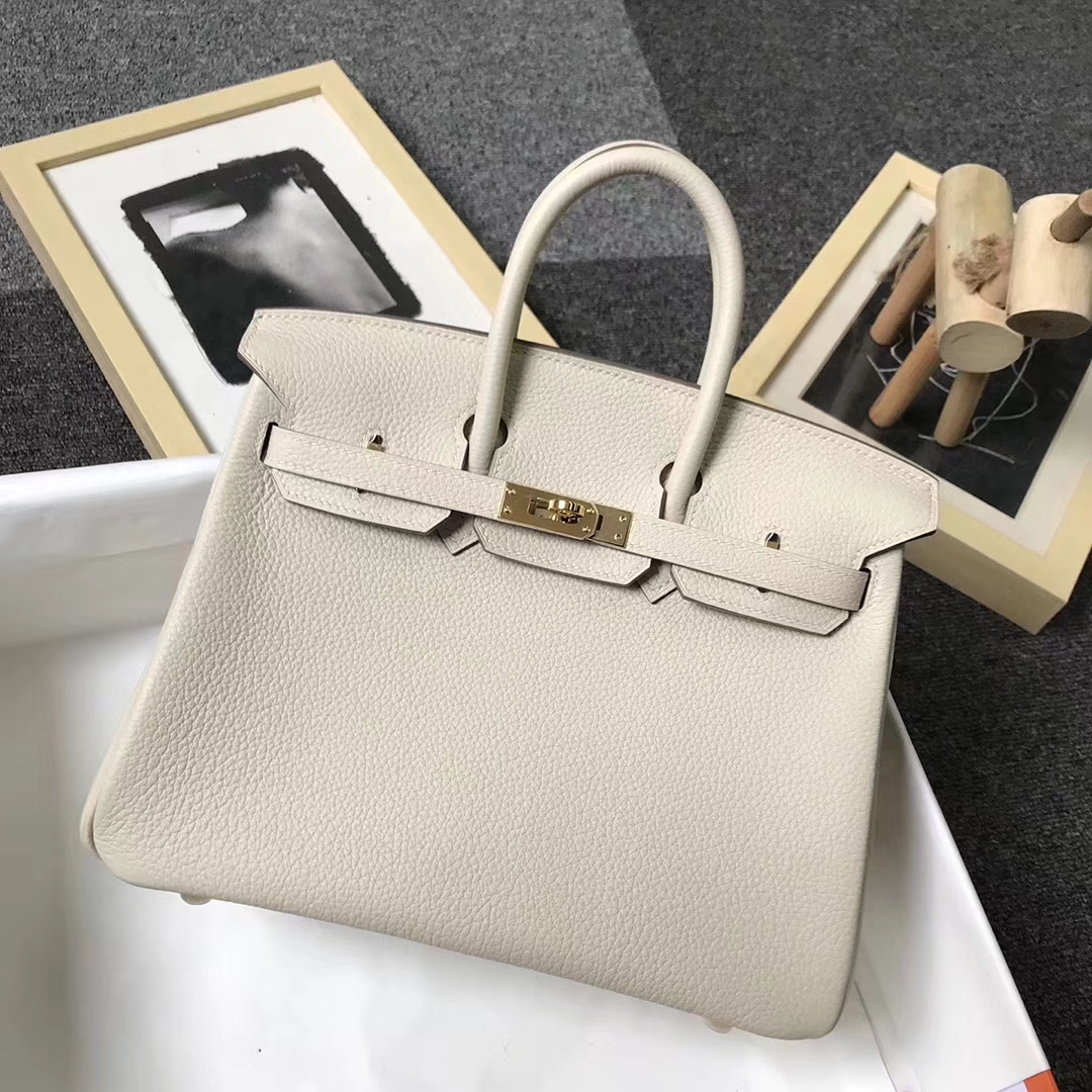 Hermès（爱马仕）奶昔白 原厂御用顶级小牛皮 Birkin 25 金扣 现货