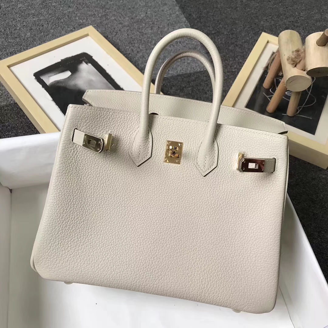 Hermès（爱马仕）奶昔白 原厂御用顶级小牛皮 Birkin 25 金扣 现货