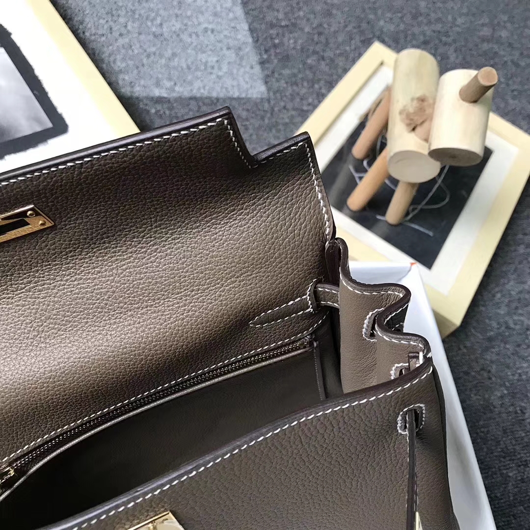 Hermès（爱马仕）CK18 大象灰 原厂御用顶级小牛皮 Kelly 25 金扣 现货