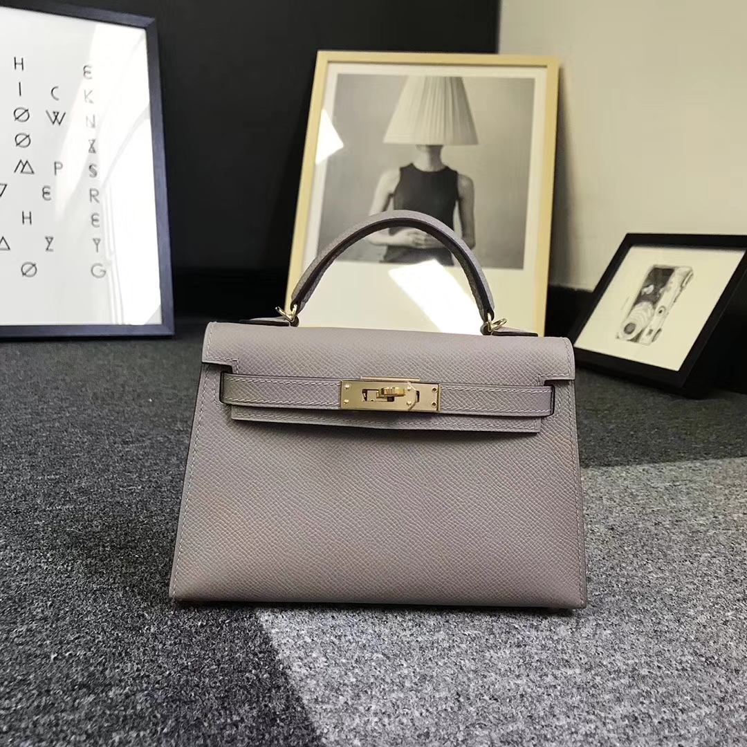 Hermès（爱马仕）M8 沥青灰 原厂御用顶级Epsom 皮  Mini Kelly 二代 金扣 现货