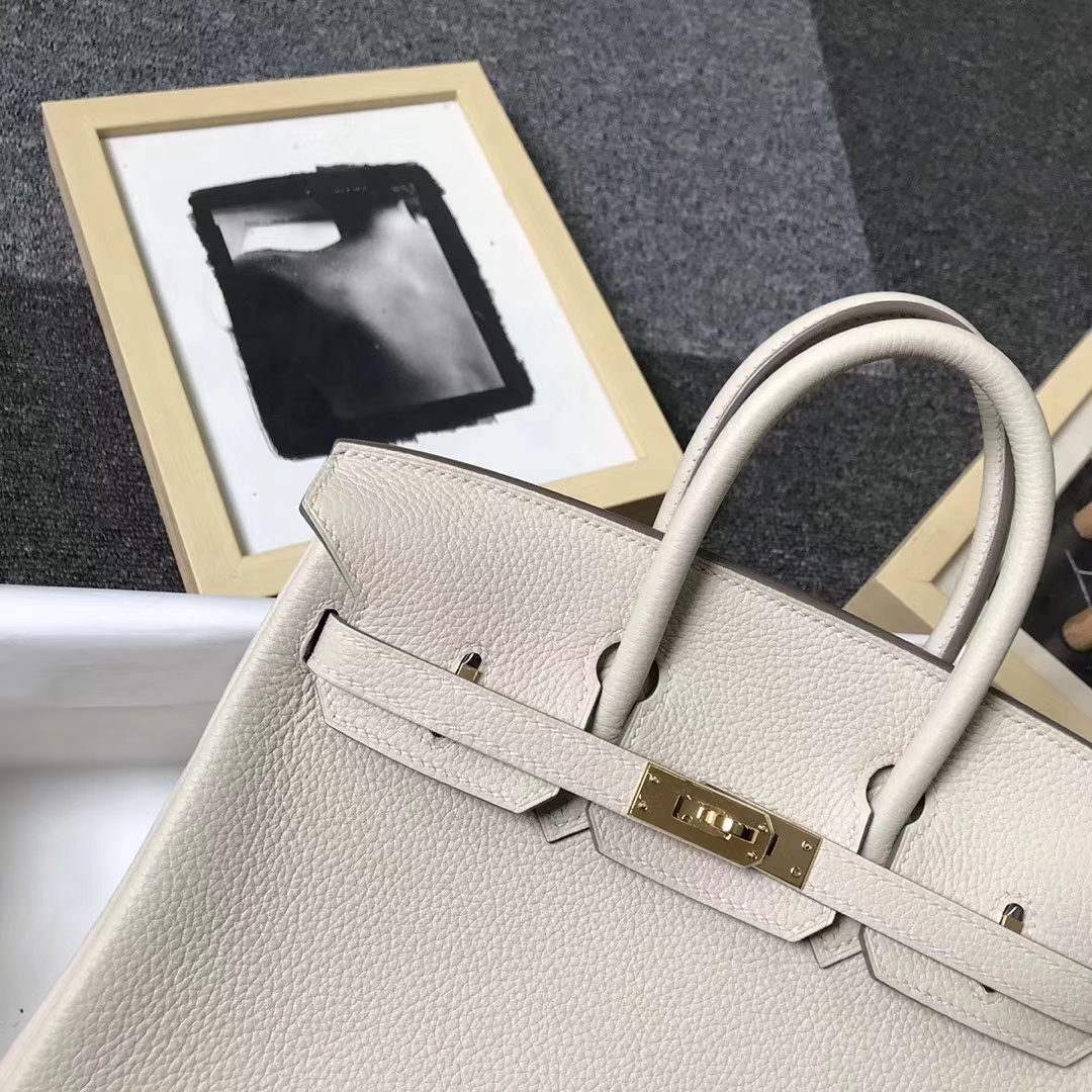 Hermès（爱马仕）奶昔白 原厂御用顶级小牛皮 Birkin 25 金扣 现货