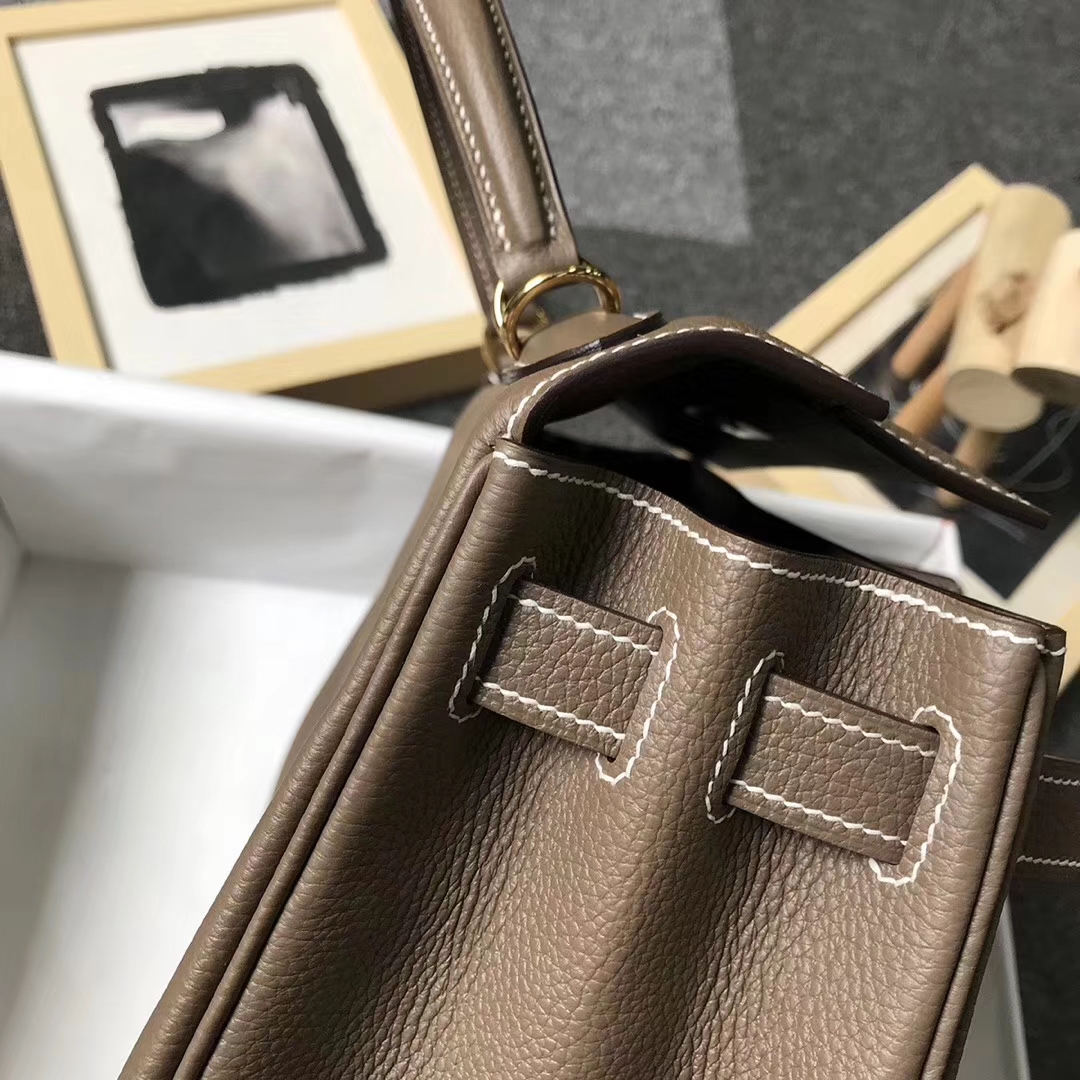Hermès（爱马仕）CK18 大象灰 原厂御用顶级小牛皮 Kelly 28 金扣 现货