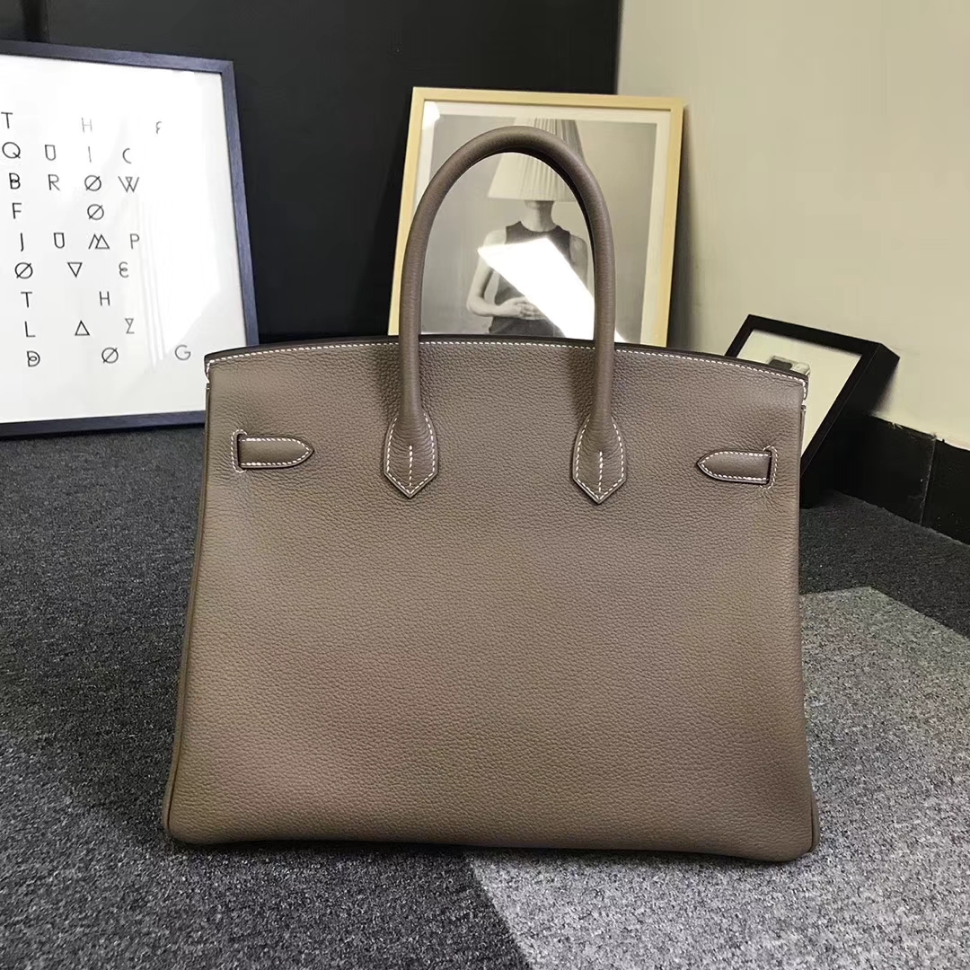 Hermès（爱马仕）大象灰 原厂御用顶级小牛皮 Birkin 35 金扣 银扣 现货
