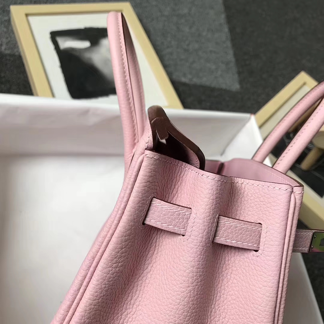 Hermès（爱马仕）3Q奶昔粉 原厂御用顶级小牛皮 Birkin 25 银扣 现货