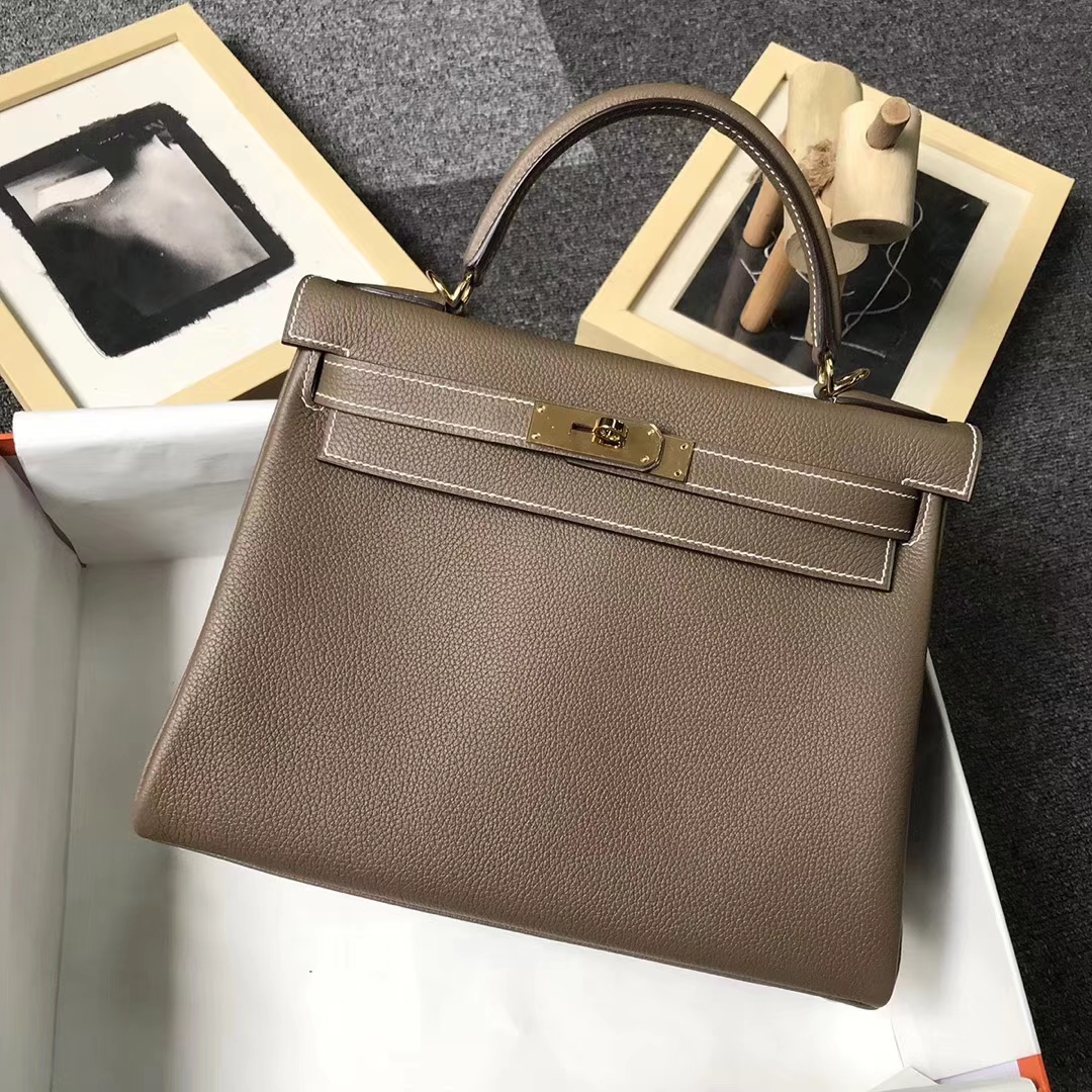 Hermès（爱马仕）CK18 大象灰 原厂御用顶级小牛皮 Kelly 28 金扣 现货