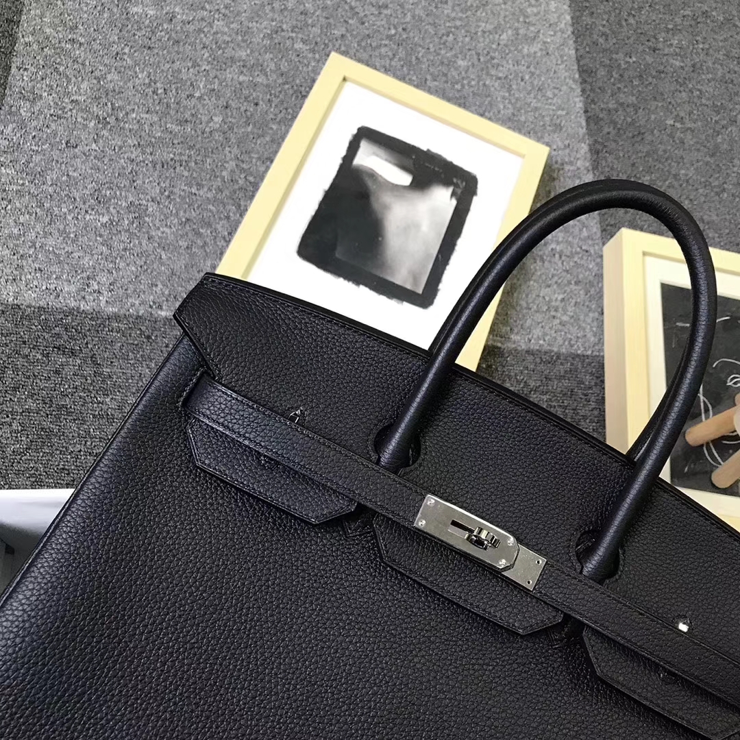 Hermès（爱马仕）黑色 原厂御用顶级小牛皮 Birkin 35 金扣 银扣 现货