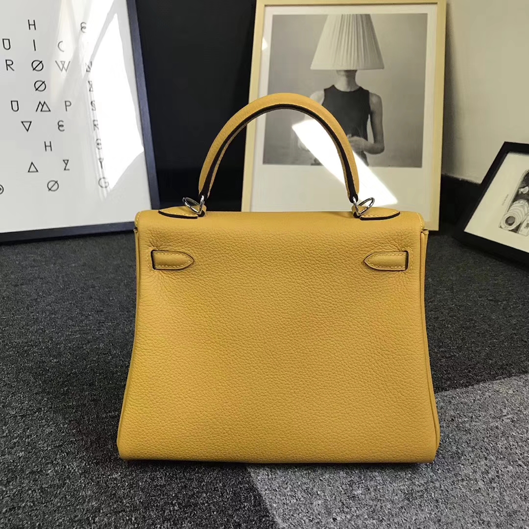 Hermès（爱马仕）9D琥珀黄 原厂御用顶级小牛皮 Kelly 25 银扣 现货