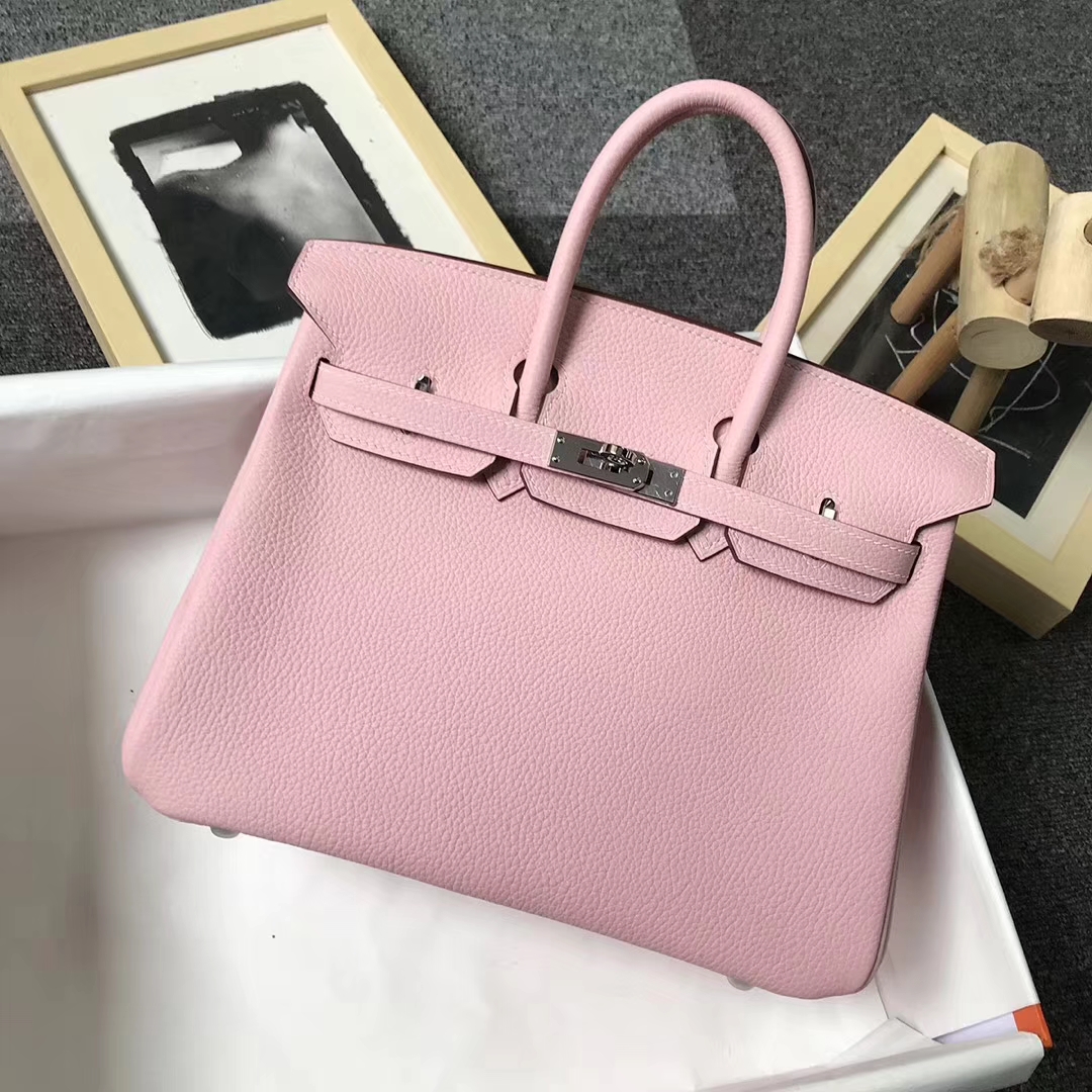 Hermès（爱马仕）3Q奶昔粉 原厂御用顶级小牛皮 Birkin 25 银扣 现货