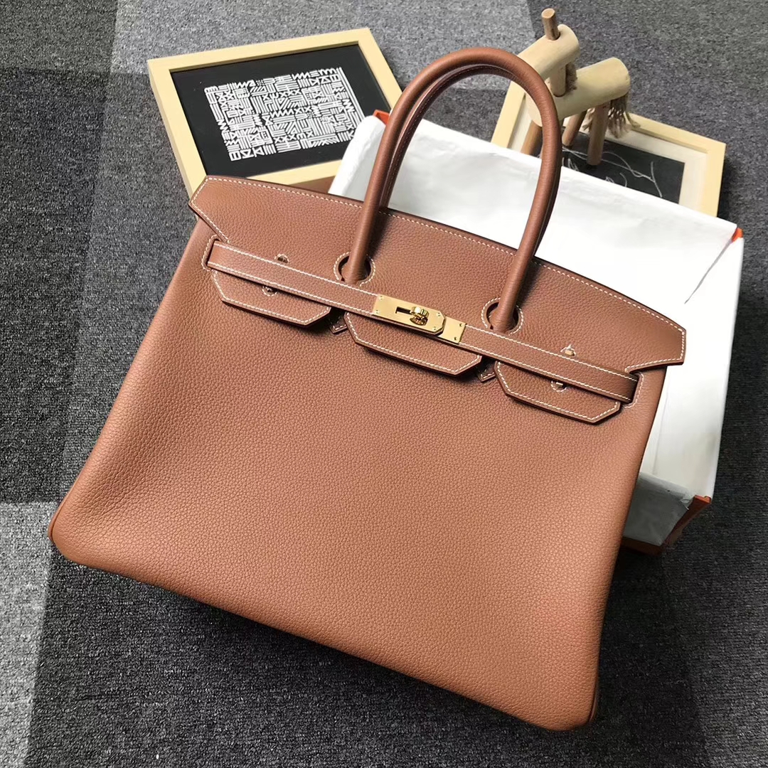 Hermès（爱马仕）金棕色 原厂御用顶级小牛皮 Birkin 35 金扣 现货