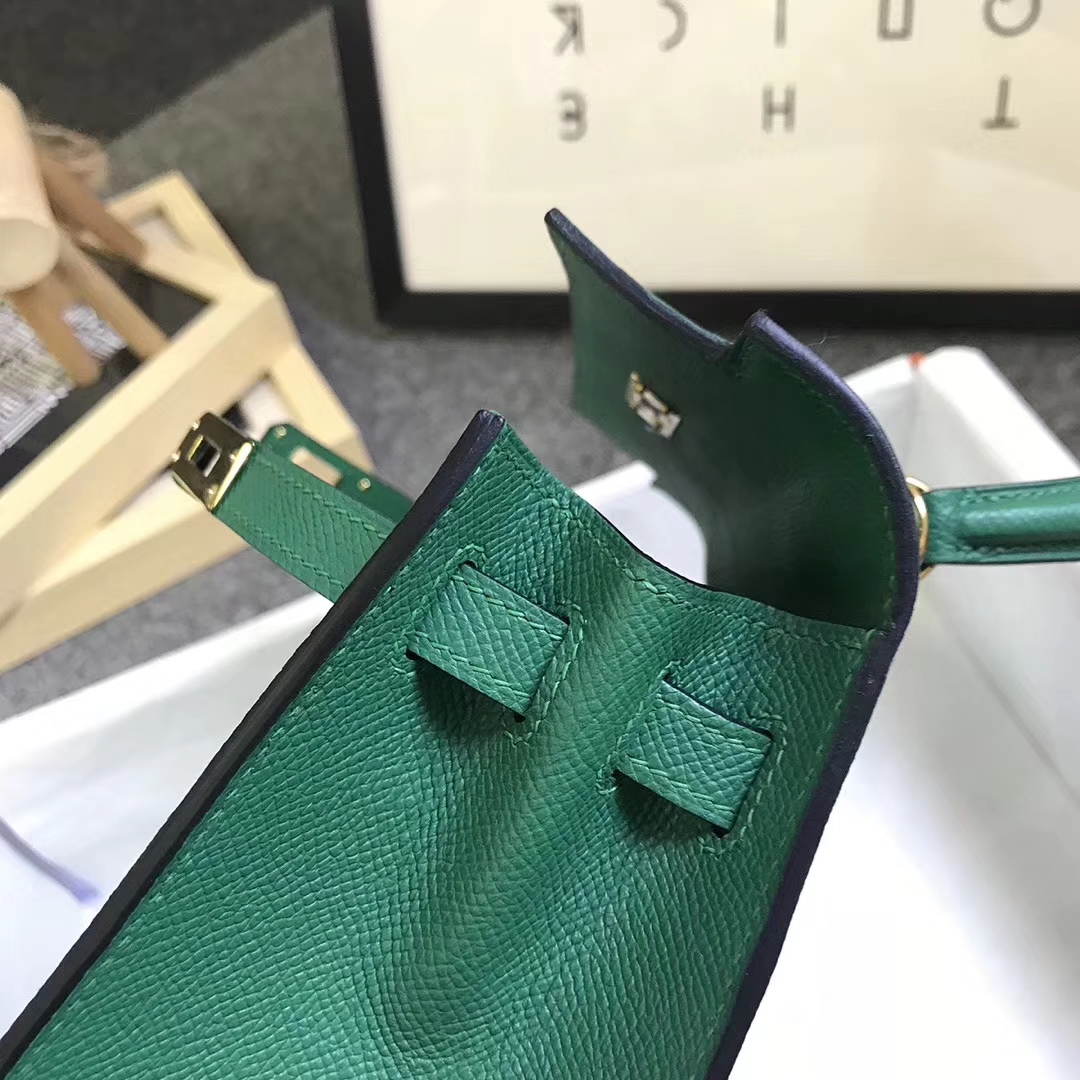 Hermès（爱马仕）U4 丝绒绿 原厂御用顶级Epsom 皮 Kelly 25 外缝 金扣