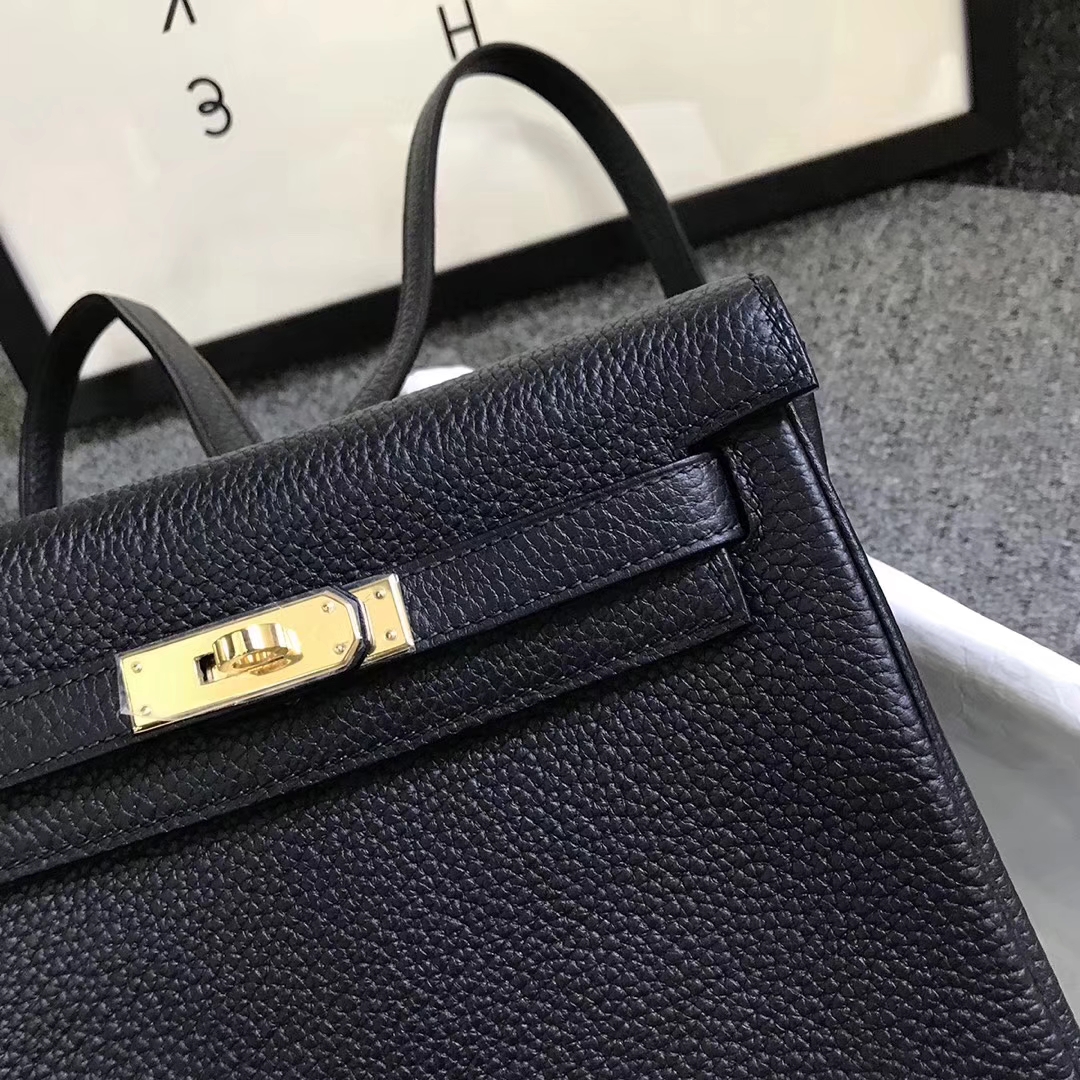 Hermès（爱马仕）黑色 原厂御用顶级TC 皮 Kelly  ado 20 金扣
