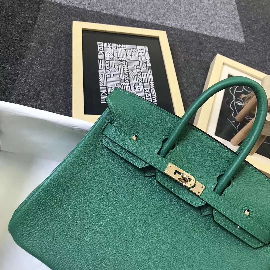 Hermès（爱马仕）U4 丝绒绿 原厂御用顶级小牛皮 Birkin 25 金扣