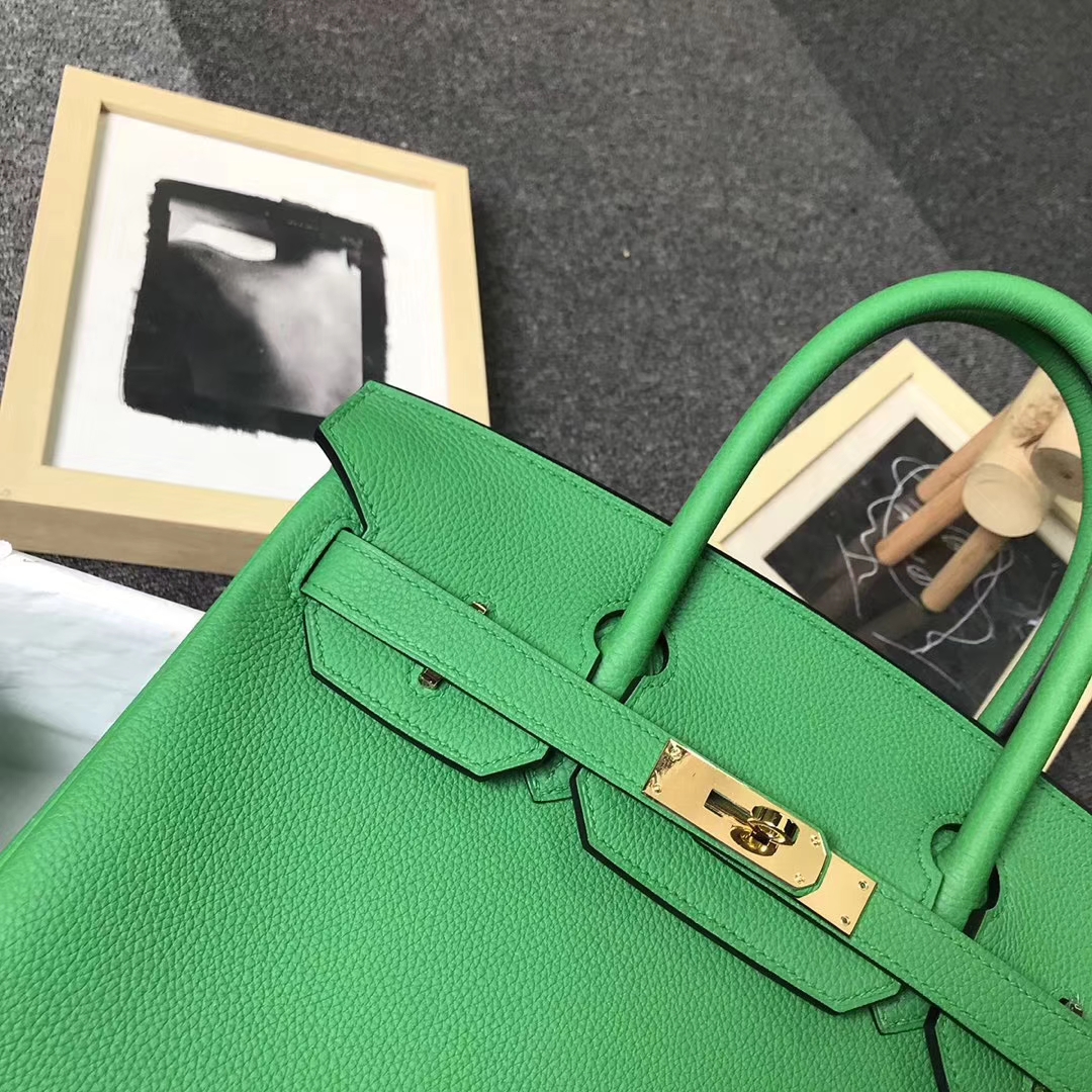 Hermès（爱马仕）1K竹子绿 原厂御用顶级小牛皮 Birkin 30 金扣