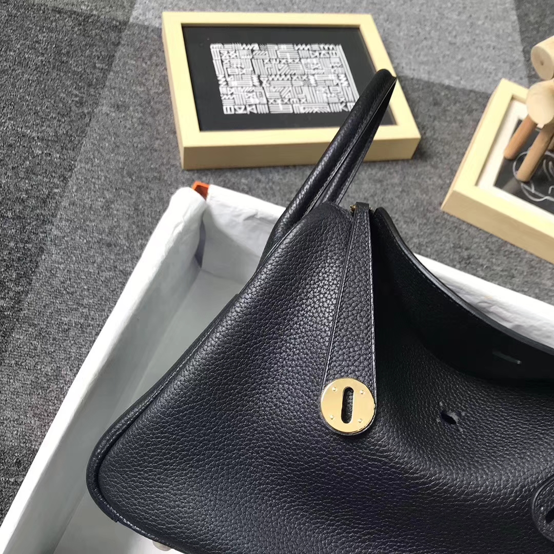 Hermès（爱马仕）CK89 黑色 原厂御用顶级TC 皮 Lindy 30 金扣 现货