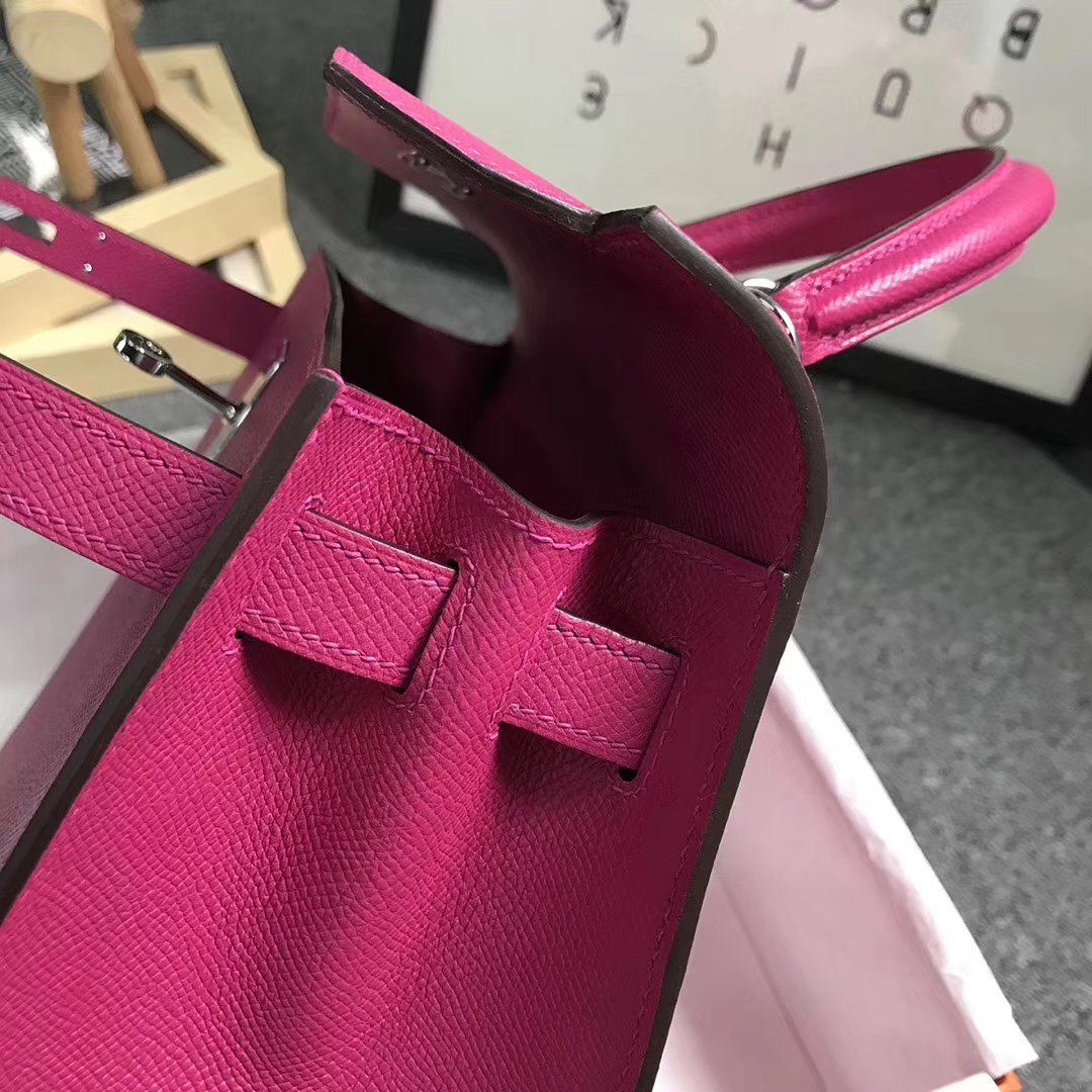 Hermès（爱马仕）L3 玫瑰紫色 原厂御用顶级Epsom 皮 Kelly 28 外缝 银扣