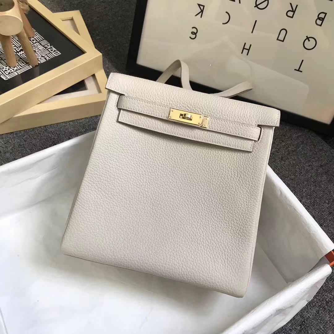 Hermès（爱马仕）奶昔白 原厂御用顶级TC 皮 Kelly  ado 20 金扣
