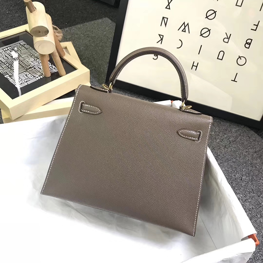 Hermès（爱马仕）CK18 大象灰 原厂御用顶级Epsom 皮 Kelly 25 外缝金扣 现货