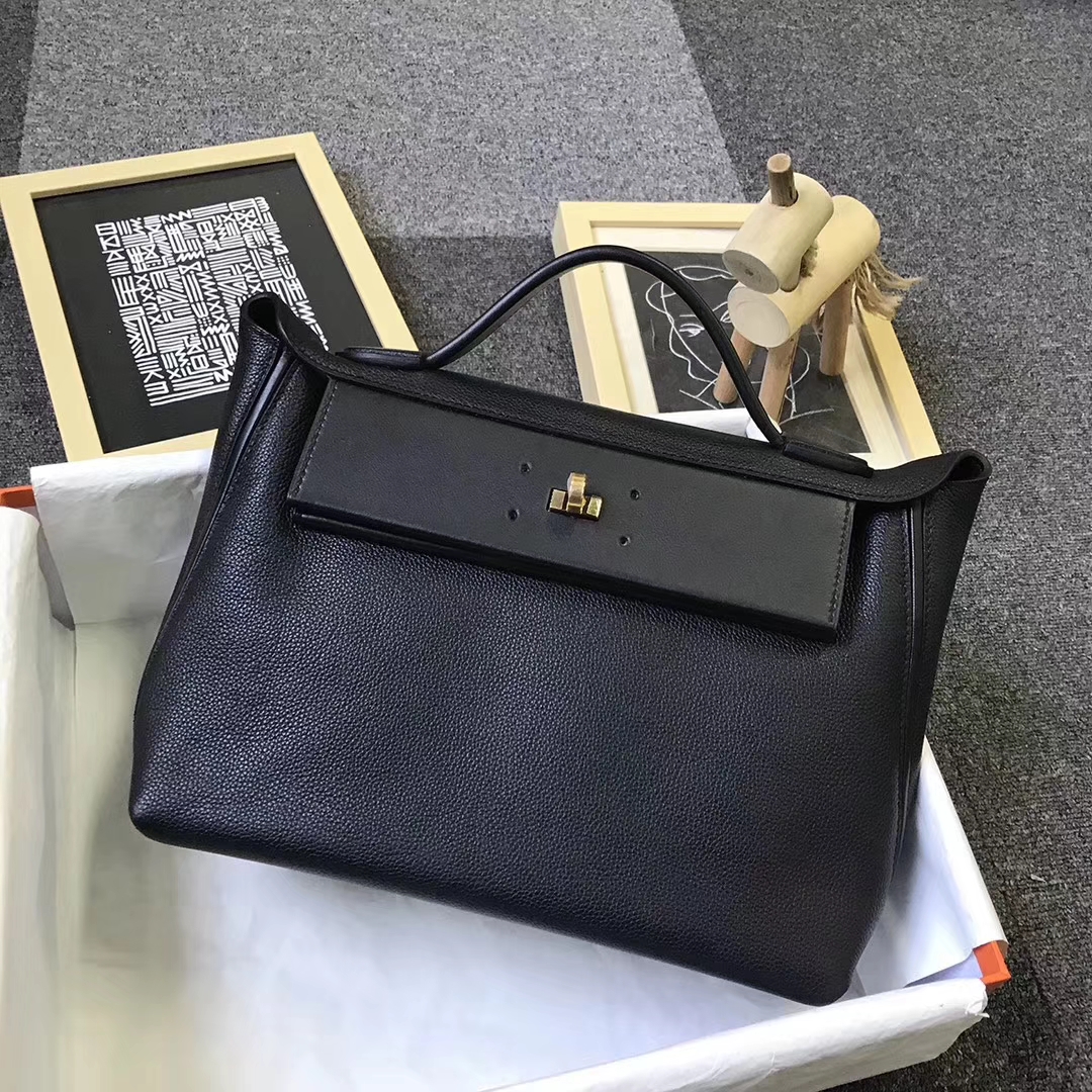 Hermès（爱马仕）89黑色 原厂御用顶级小牛皮 2424 金扣
