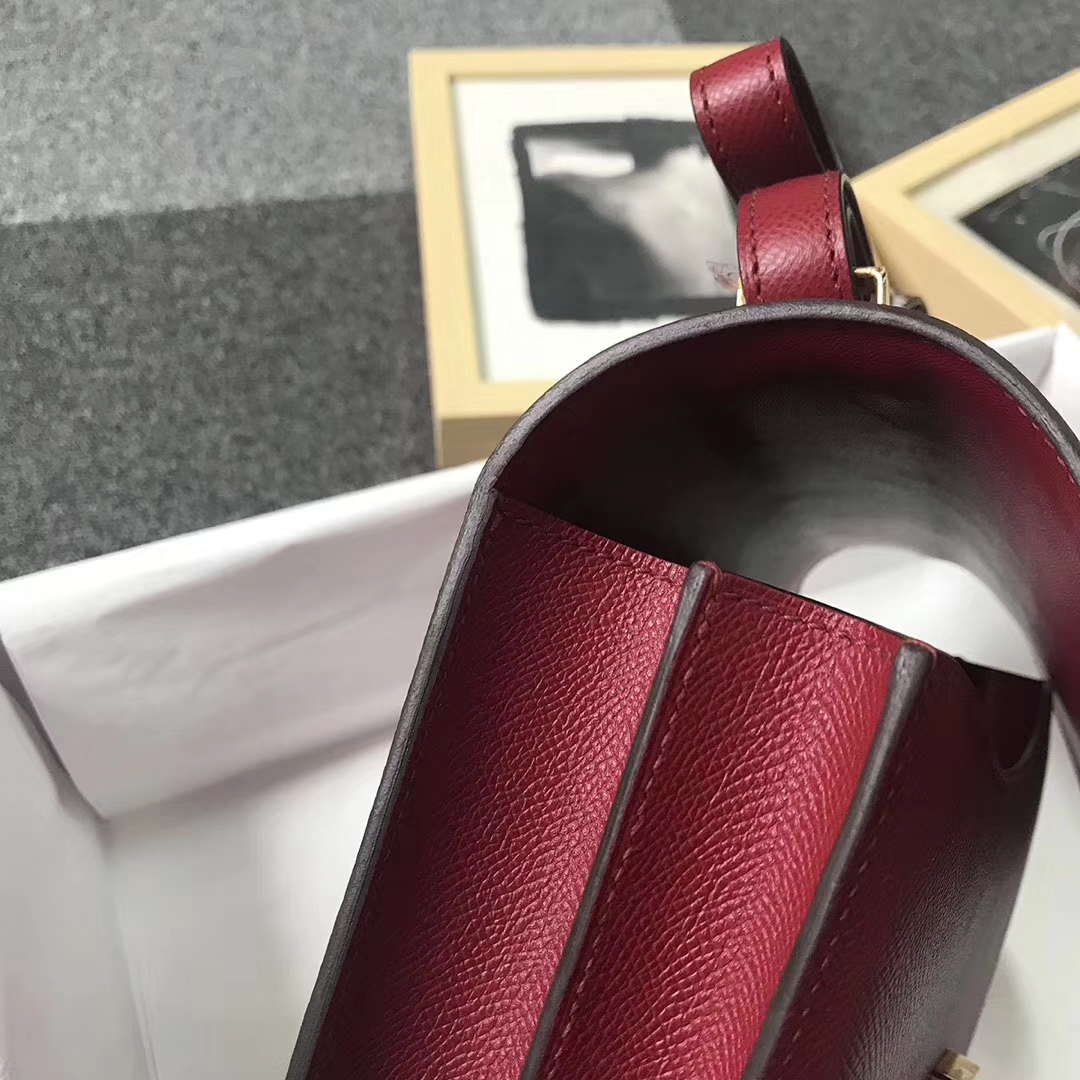 Hermès（爱马仕）K1 石榴红 原厂御用顶级Epsom 皮 Constance 24 金扣