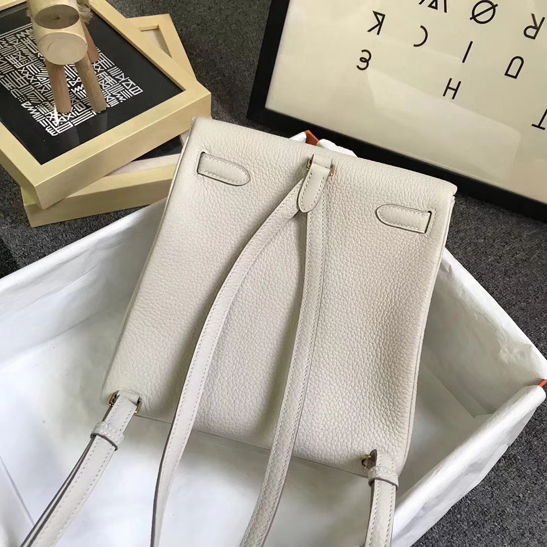 Hermès（爱马仕）奶昔白 原厂御用顶级TC 皮 Kelly  ado 20 金扣