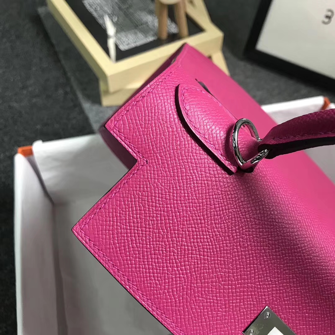 Hermès（爱马仕）L3 玫瑰紫色 原厂御用顶级Epsom 皮 Kelly 28 外缝 银扣