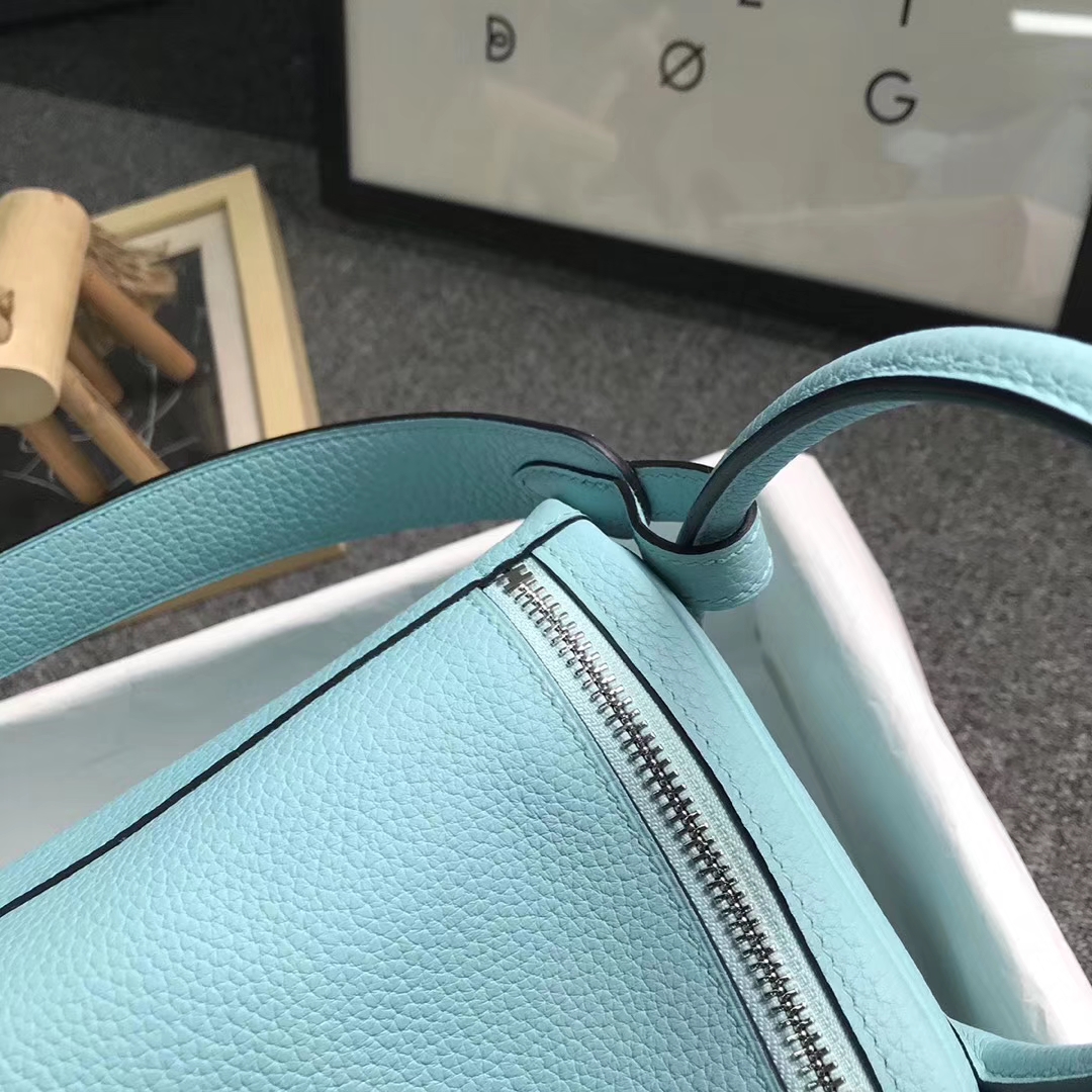 Hermès（爱马仕）3P马卡龙蓝 原厂御用顶级TC 皮 Lindy 30 银扣