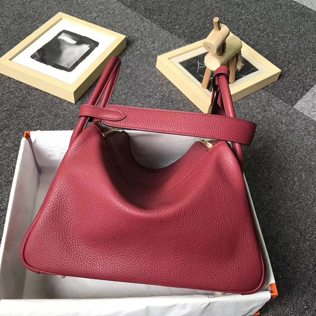Hermès（爱马仕）K1 石榴红 原厂御用顶级TC皮 Lindy 30 金扣