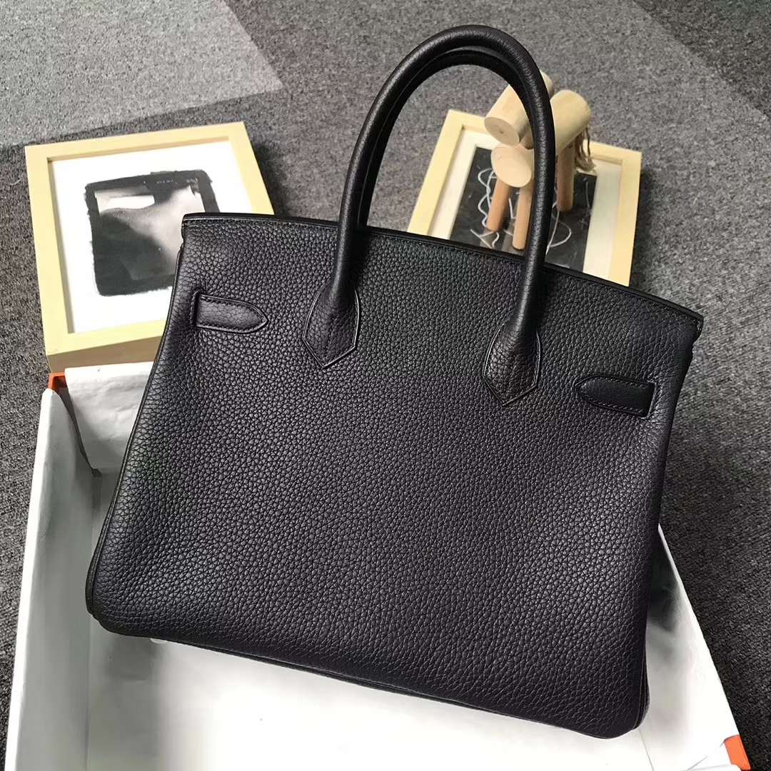 Hermès（爱马仕）黑色 原厂御用顶级小牛皮 Birkin 30 金扣 银扣 现货
