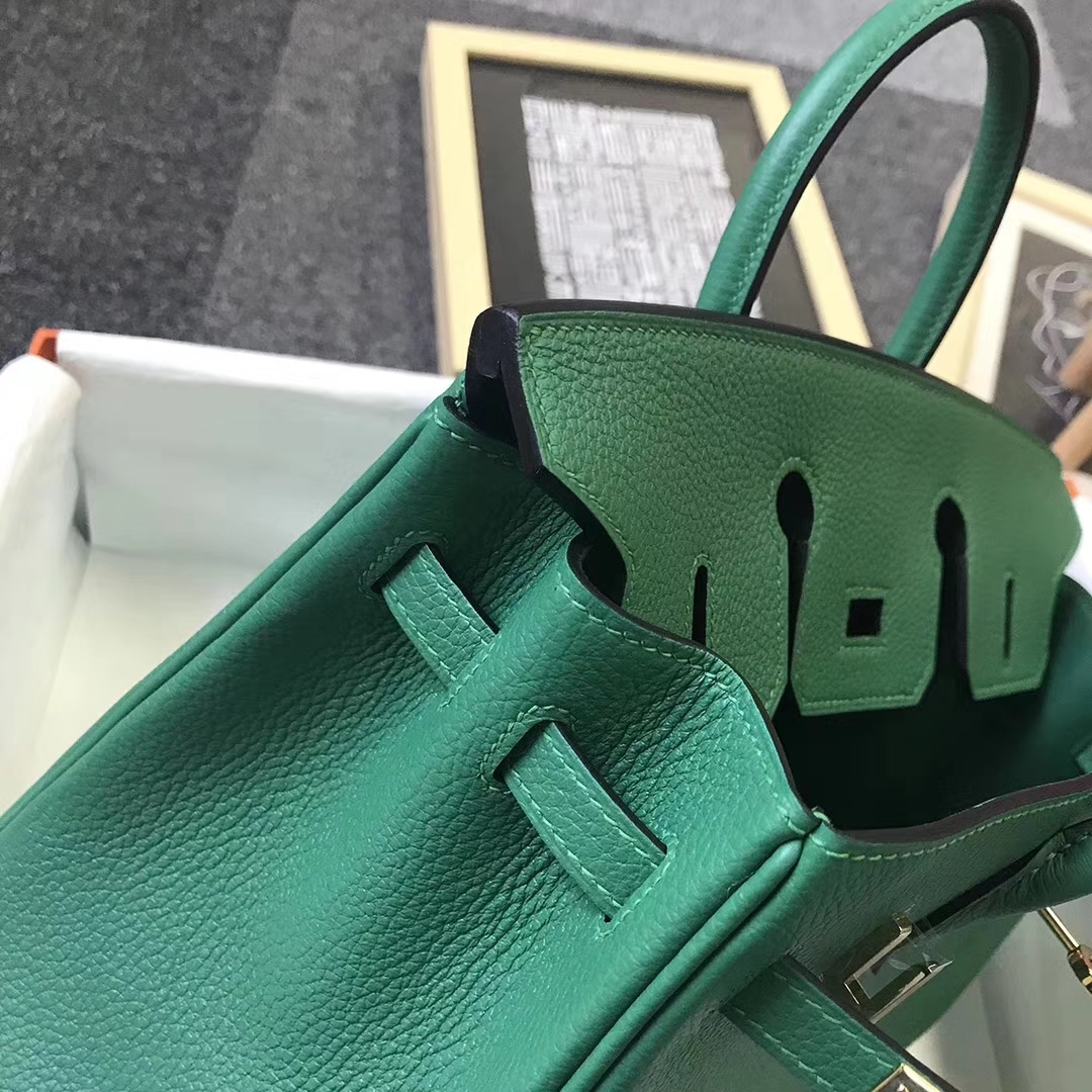 Hermès（爱马仕）U4 丝绒绿 原厂御用顶级小牛皮 Birkin 25 金扣