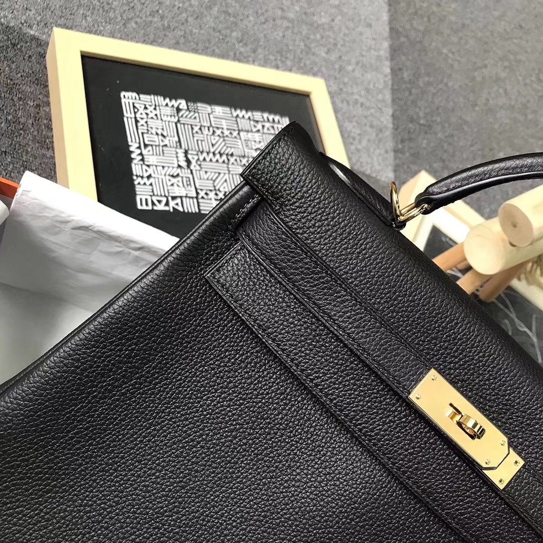 Hermès（爱马仕）CK89 黑色 原厂御用顶级小牛皮 Kelly 32 金扣