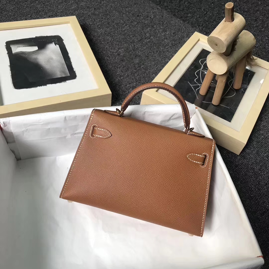 Hermès（爱马仕）C37浅咖啡 原厂御用顶级Epsom 皮 Mini Kelly 二代 金扣 现货