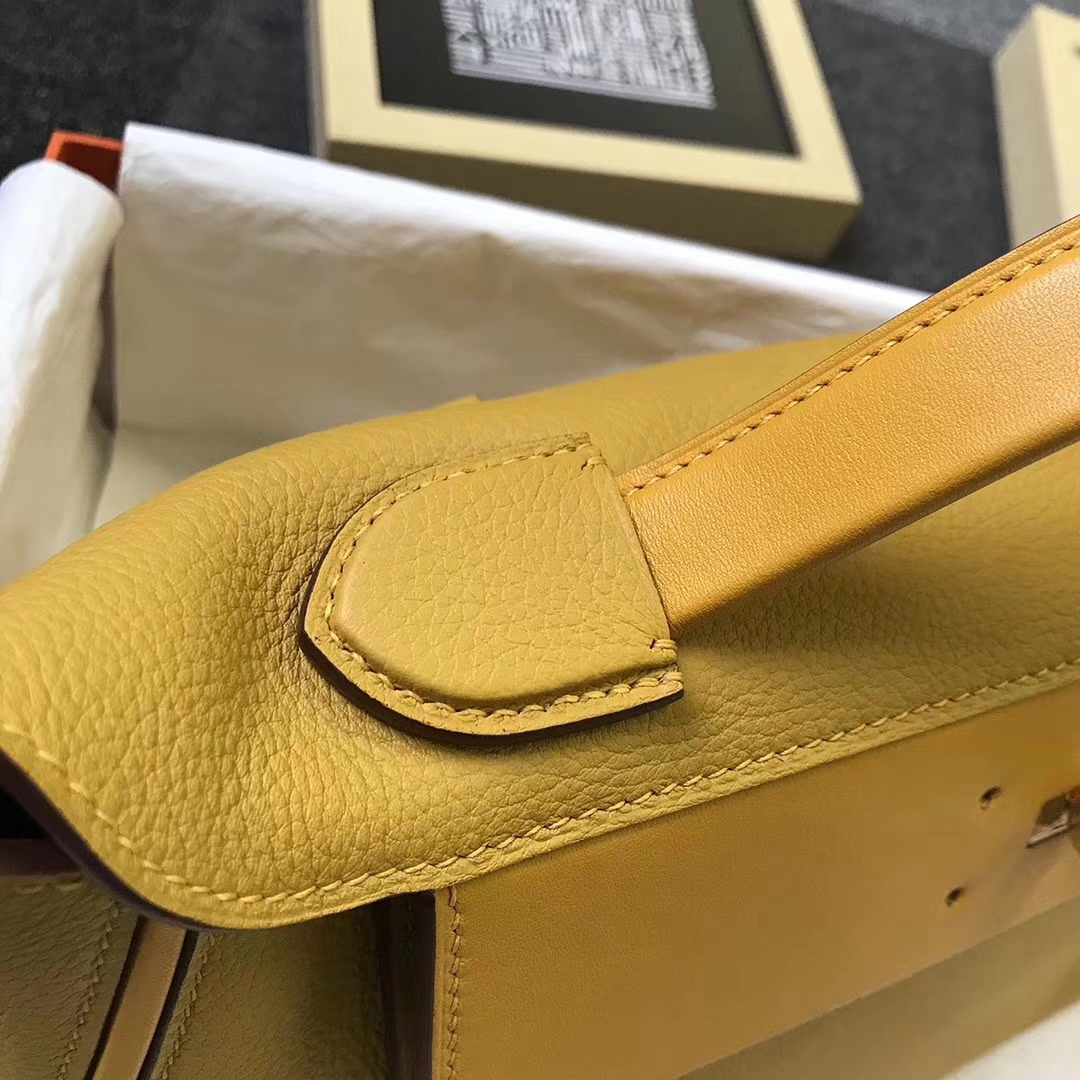 Hermès（爱马仕）9D琥珀黄 原厂御用顶级小牛皮 2424 金扣
